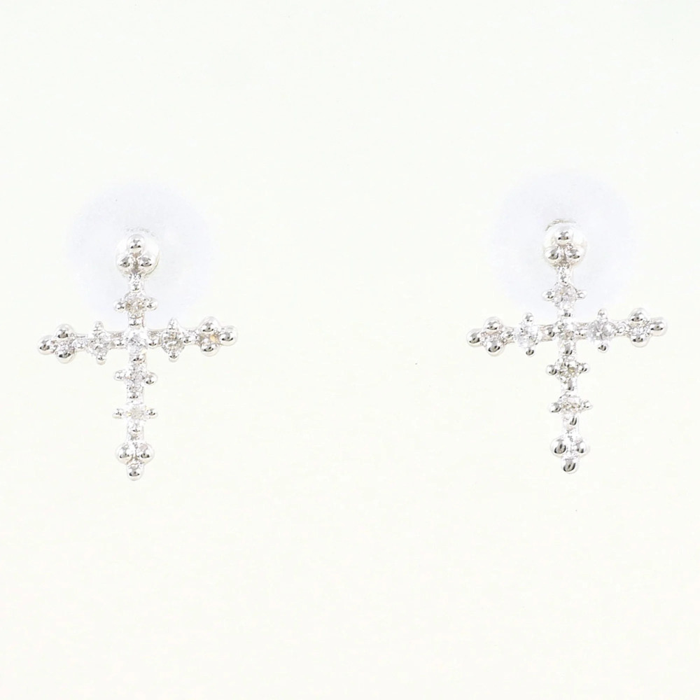 VINTAGE 10k Silver Diamond Earrings